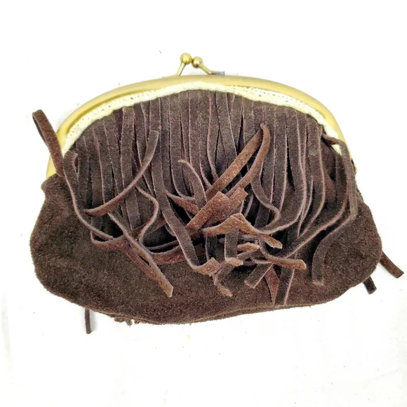 Natural Life Genuine Suede Kisslock Coin Purse Wallet - Picture 1 of 5